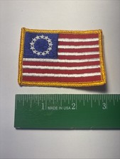 VINTAGE BETSY ROSS 1776 FLAG SEW ON EMBROIDERED FLAG HAT PATCH US USA PATRIOT picture