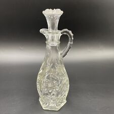 Vintage Anchor Hocking Prescut Starburst Glass Cruet Oil and Vinegar w/ Stopper picture