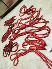 Christmas Holiday Cranberry Red Wood Bead Garland 3 9 ft Strands & 6 8 Ft Strand picture
