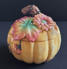 Retrd Fitz & Floyd Harvest Heritage Hand Crafted Ceramic Pumpkin Box picture
