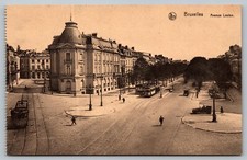 Postcard Bruxelles Avenue Louisee  Street Cars Trolly Belgium Antique picture