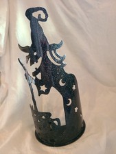 Partylite Wilemina Witch Tea Light Candle Holder Metal Witch and Cauldron 12in E picture