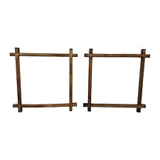 Vintage Adirondack Wood Picture Frame Set Of 2 Arts & Crafts Handmade 12x12 picture