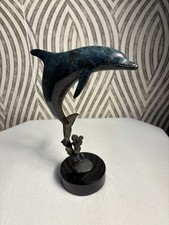 Beautiful Bronze And Marble Dale Evers Majestic Dolphin Sculpture Signed picture