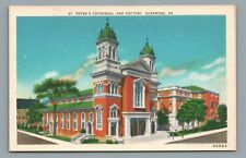 St Peter's Cathedral and Rectory Scranton PA Vintage White Border Postcard picture