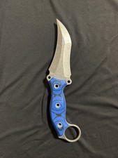 Busse Custom Shop Triceratops - Stonewash Finish INFI Blade, Blue G-10 Handle picture