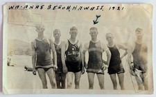 ​​​​​1921 Waianae Beach Hawaii Vtg RPPC Photo Men In Tank Bathing Suits LRG Star picture