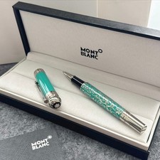 NEW Mont.blanc Luxury Turquoise Sliver Rollerball Pen Floral Executive VIP Gift picture