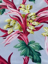 1930s Fire Red & Chartreuse HAWAII Aloha Floral Barkcloth Vintage Fabric PILLOWS picture
