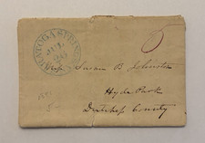 JA68 1845 Saratoga Springs Blue Cancel Johnston John Mason Steamboat Letter picture