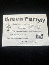 RARE Jello Biafra Green Party Leaflet Autograph signed in person Dead Kennedys picture