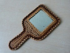 RUSSIAN HAND MADE HANDHOLD MIRROR 100 % REAL NATURAL ORGANIC SILVER BIRCH CORK picture