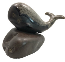 Rare Maigon Daga Studios Art Pottery Small Whale Vintage Signed Statue Figurine picture