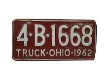 Ohio 1962 Old Truck License Plate.    Very Nice picture