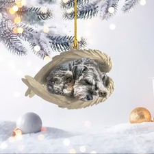 Personalize Schnauzer Dog Sleeping Angel Ornament, Schnauzer Angel Car Ornament picture