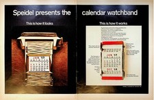 1968 Speidel Built-in Rolling Calendar Watchband 60s 2-Page Print Ad Gold Watch picture