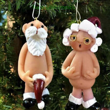 2Pcs Resin Santa Claus Ornament Naked Santa Naughty Funny Christmas Tree Hanger picture
