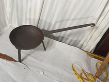 IRON HIGH LEGGED, SIGNED, LONG HANDLE SPIDER FRYING PAN- ca:1800 W. Ibacu picture