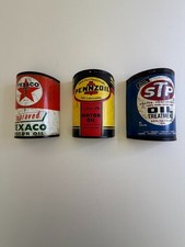 Lot of 3 Retro Half Oil Can Wall Decor – Texaco, Pennzoil & STP Three vintage-s picture