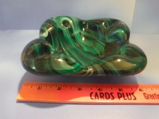 ASHTRAY VINTAGE EMERALD GREEN SWIRL GLASS 6x6