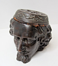 Rare Antique Vintage Tobacco Terracotta  Cigar Jar Humidor  Face Head U&C 448 picture