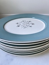 Grant Crest Empress China 10” Dinner Plates Silver Trim Set of 8 picture
