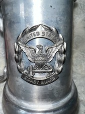 VTG Aluminum Tin Glass Bottom Beer Mug, Hong Kong Made 1970s US Coast Guard RTF picture