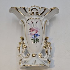 Vintage Antique Made In France Hand Painted Floral Vase Signed CW Gold Trimmed picture