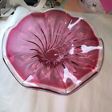 Gorgeous VTG Large Egermanm, Cranberry Glass Heavy Decor Decorative Fruit Bowl picture