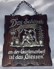 Vintage German Vintage Wooden Hanging Plaque-3D Metal Scene..German. Antique picture