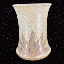 Studio Art Pottery Brown Glazed Plant Leafs Vase Signed By Potter 5