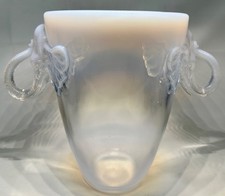 Rare Josef Inward Barolca Czech Art Deco Opalescent Glass Vase Elephant Handles picture