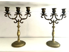 Pair of 2 Antique Victorian 3 Arm Candle Stick Holders picture