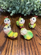 Vintage 80's Five Anthropomorphic Caterpillar Figurines Made in Hong Kong picture
