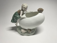 c1920s German Galluba And Hofmann Porcelain Girl w/ Egg & Chicks  Easter Theme picture