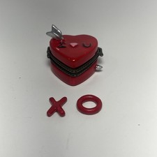 Vintage 2001 Red Heart-Shaped Hinged Trinket Box w/Arrow 