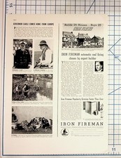 1930s Magazine Page Governor Earle Europe Trip Iron Fireman Coal Heating Ad picture