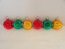 Vintage 6 Mercury Glass Indent Christmas Ornaments Stencil Czechoslovakia picture