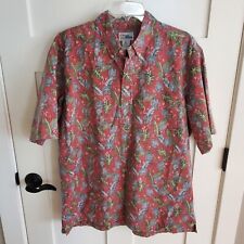 Reyn Spooner Mens XL Honomanu Flowers Leaves Distressed Look 1/2 Button-Up Polo picture