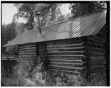 Photo:Horse Ranch Cabin No 4 Log Cabin 1900s Side View Chimney Metal Roof picture