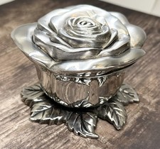 VTG Godinger Silver Plated Rose Trinket /Jewelry Box Red Velvet Lining 4.25 “ picture