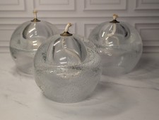 ThreeClear Controlled Bubble Art Glass Round Sphere Oil Lamp Handmade in Poland  picture