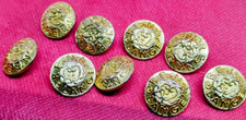 Lot Of  9  Vintage Rena Lange Buttons 20mm Gold Color Metal With  Embossed Logo picture