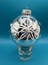 VTG 2002 SHINY BRITE MERCURY GLASS Snowflake STENCILED CHRISTMAS BALL ORNAMENT picture