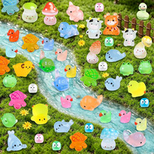 100 Pcs Luminous Mini Resin Animals, Glow in the Dark Tiny Resin Animals Mini picture