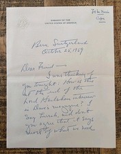 1959 US Ambassador Henry J Taylor Handwritten Letter to VP Richard Nixon picture
