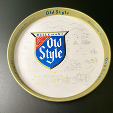 Vintage Heileman's Old Style Beer Metal Serving Tray Old World Brewing Village picture