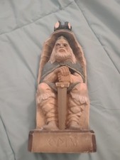 Hand Painted HAND Carved Wood Odin Viking Figurine Sculpture HENNING NORWAY picture