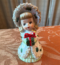 Vtg Inarco Ceramic Christmas Angel Figurine Holly Pattern Hand Painted  picture