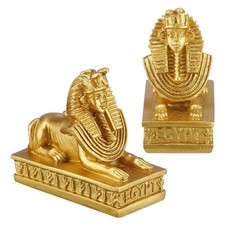 Small Sphinx Statue 2Pcs Ancient Egyptian Sphinx Figurine Vintage Antique Hom... picture